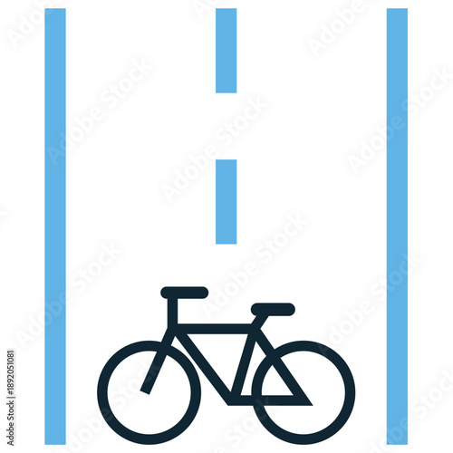 Bike path icon vector for cycling and fitness maps. Symbolizes dedicated lanes and active travel. Ideal for eco transport apps and road signs.