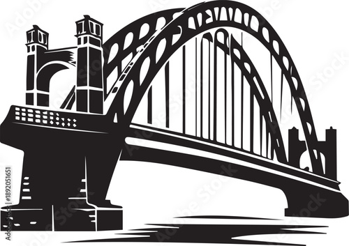 A vibrant vector illustration of the iconic Sydney Harbour Bridge arching over the river at night, showcasing the Australian city landmark and steel architecture against a glowing cityscape skyline