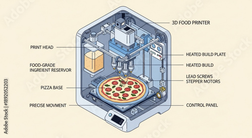 3d food printer making pizza labeled diagram of pizza maker machine with parts
