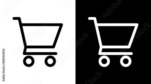 Shopping Cart White Icon Set Vector 