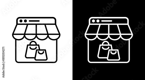 Online Store White Icon Set Vector 