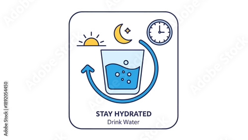 Glass of Water Hydration Illustration Design.