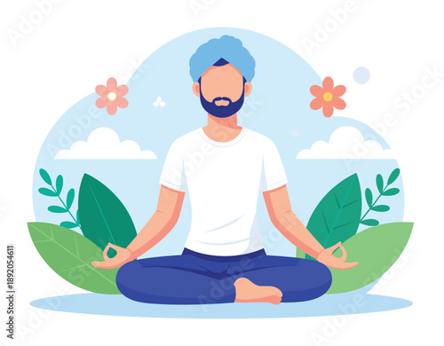 Mental Health Inner Peace Meditation. Mental health Concept. Vector graphic illustration
