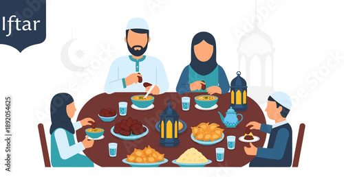 Family Gathering for Iftar Meal Together.