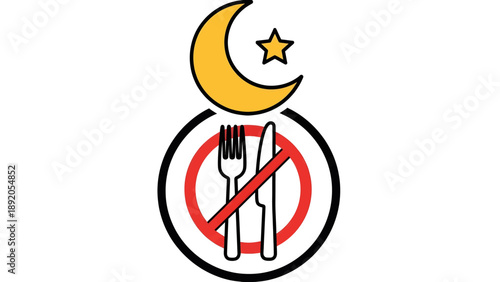Obraz na plátně Fasting Symbol with Fork and Knife.