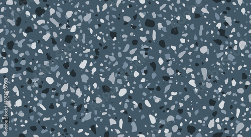 Dark blue terrazzo pattern with scattered stone and mineral fragments