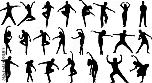 Silhouettes of dancers in dancing concept
