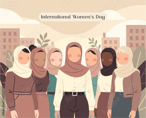 Women Supporting Each Other. International women’s day Concept. Vector graphic illustration
