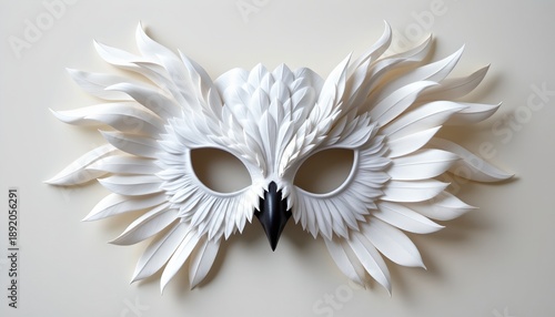 Wallpaper Mural An intricately crafted mask with a white base, adorned with blue and gold accents. It is positioned against a plain background, allowing its detailed design to stand out. Torontodigital.ca