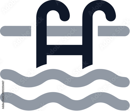 Modern Flat Style Swimming Pool Ladder Element With Water Icon