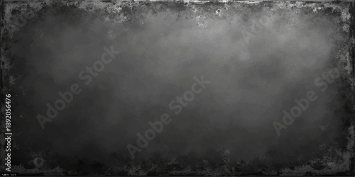 A dark grunge metal frame overlays an abstract paper texture amidst a stormy night sky filled with moody blue smoke and ethereal white mist