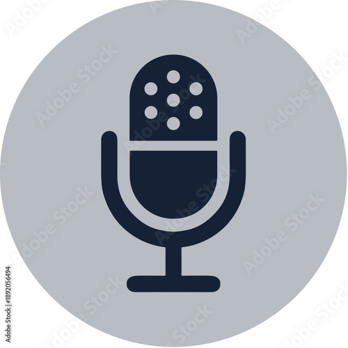 Simple Minimalist Microphone on Stand Podcast Broadcasting Icon