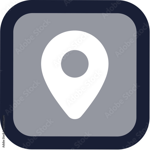 Flat Style Minimalist Location Pin Marker with Rounded Square Shape Icon
