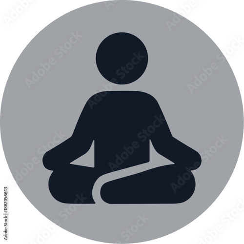 Simple Silhouette Circle Meditating Person Sign Shape Minimalistic Icon