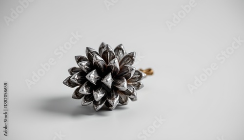 Wallpaper Mural A single star anise with a silver colored pinecone resting on top of it, against a light background. Torontodigital.ca