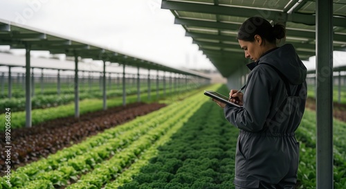 Wallpaper Mural Agrivoltaics Worker Monitoring Greenhouse Digital Technology Management Torontodigital.ca