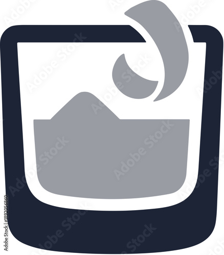Flat Style Whiskey Drink with Ice Cube in Glass Illustration