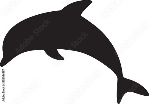 Dolphin Icon Vector Illustration. Marine Animal Symbol Isolated on White. Dolphin Silhouette Icon, Sea Life Logo and Ocean Animal Vector Illustration