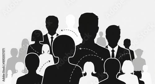 Diverse group of people silhouettes in various poses.