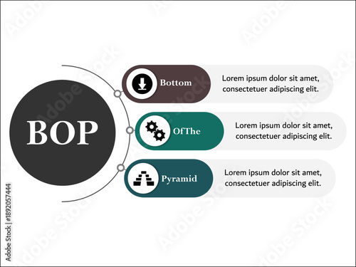 BOP - Bottom of the Pyramid. Infographic template with icons and description placeholder