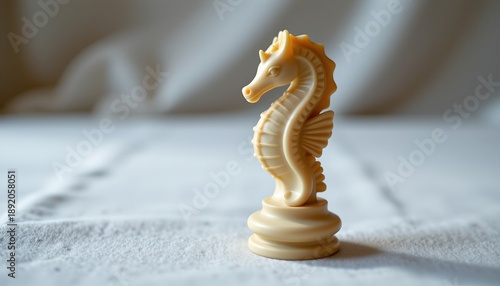 Wallpaper Mural A single chess piece, specifically a horse figure from the game of chess, placed on a surface which could be a tablecloth, given its pattern and texture Torontodigital.ca