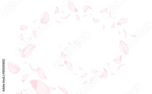 桜_手描き_渦を巻いて舞い上がる花びら_横