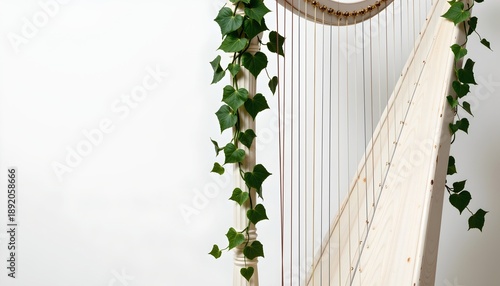 Wallpaper Mural An indoor setting with a large green plant suspended from a wooden beam by what appears to be a string of ivy leaves Torontodigital.ca