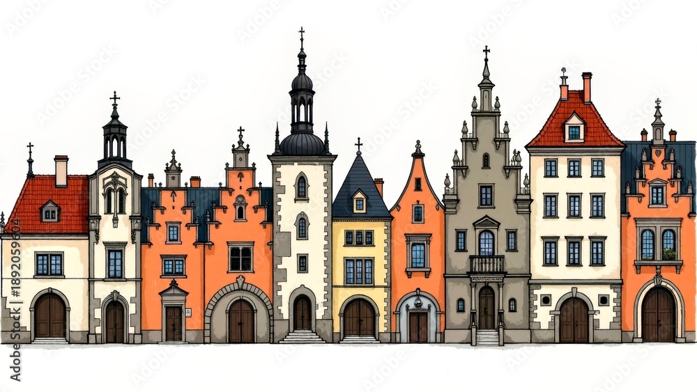 Obraz premium European style block illuminated illustration