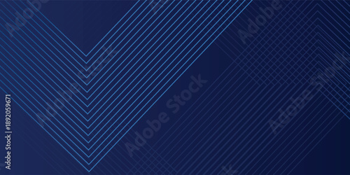 Blue abstract background with glowing arrow lines. Modern shiny blue geometric lines design. Technology futuristic  modern