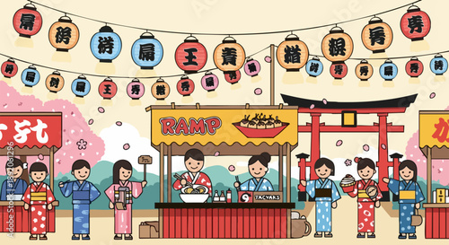 Japanese matsuri festival illustration