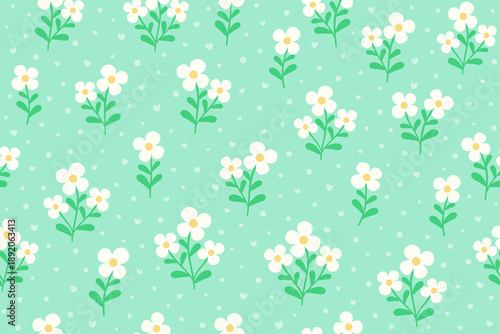 Cute Mint Daisy Seamless Pattern
