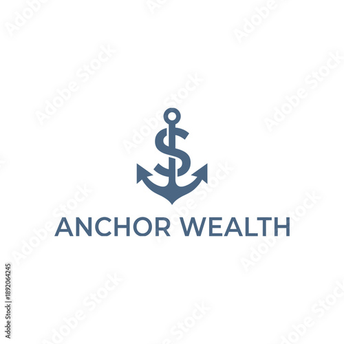 Professional anchor icon integrated with a dollar sign for financial services and investment branding projects titled Anchor Wealth logo