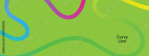 Colorful curved gradient line. Abstract Lines with Gradient. Colorful dynamic curves. Multicolored doodle lines