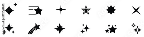 Sparkle star icons set. star sign collection.
