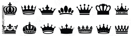  Crown king mega icon set. Crown icon set. Set of crown icon. 