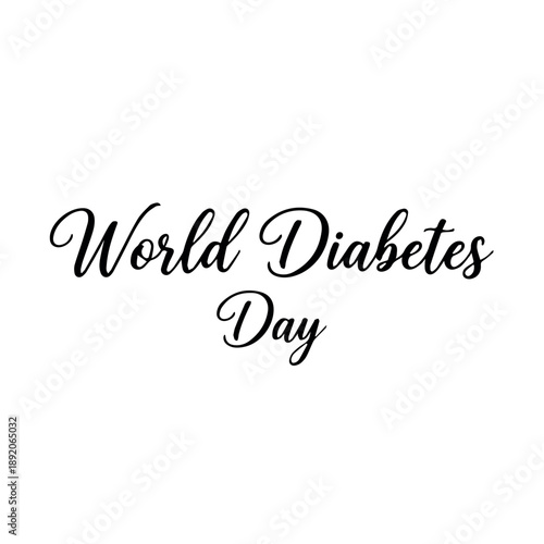 A vector graphic illustration of World Diabetes Day written in elegant cursive script on a plain white background