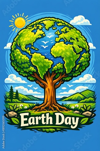 Wallpaper Mural Earth Day Tree Life Environmental Growth Illustration Torontodigital.ca