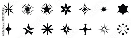 Sparkle vector icons set. star sign collection.