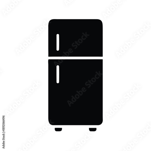 Simple black and white icon silhouette of a two door refrigerator appliance