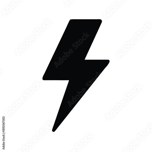 Simple black lightning bolt icon representing electric power energy surge