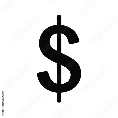 Simple black dollar sign graphic symbol isolated on white background illustration