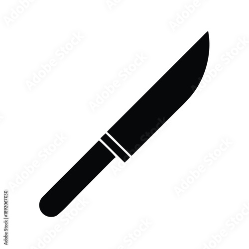 Simple black silhouette icon of a sharp utility knife or large blade