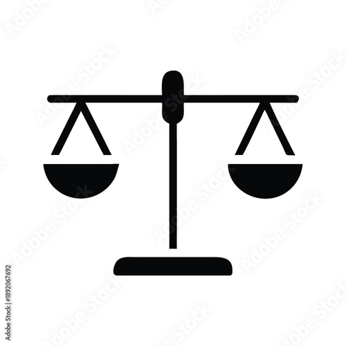 Black and white icon representing the balance scales of justice and equality