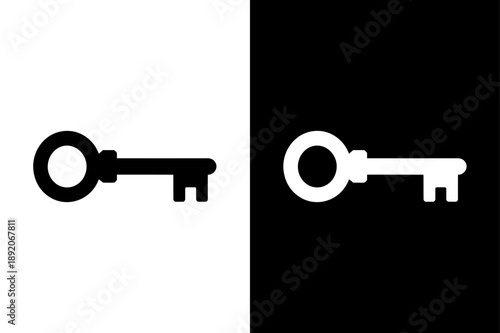 Access Account Login Key Icon Vector. Classic Vintage Key Lock Silhouette on Black White Background for Web & App UI