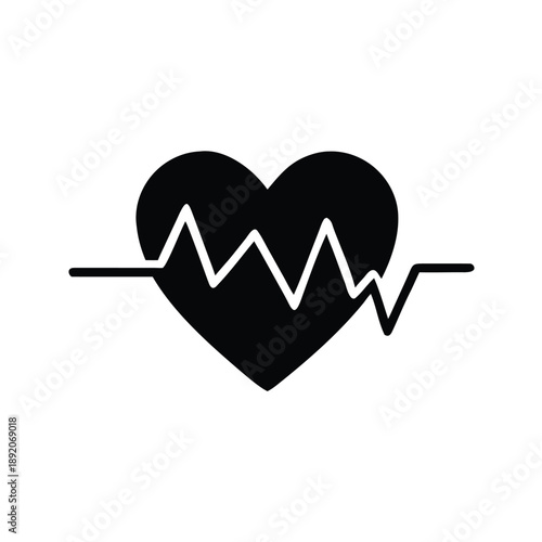 Simple black heart icon representing a healthy cardiovascular medical rhythm