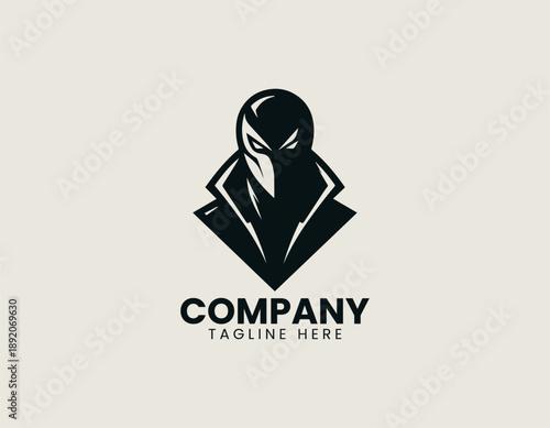 Masked Villain Black Vector Logo Illustration