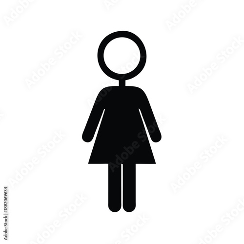 Simple black silhouette icon representing a generic female figure symbol