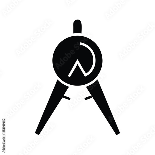 Simple black geometric compass icon for drafting and architectural design work