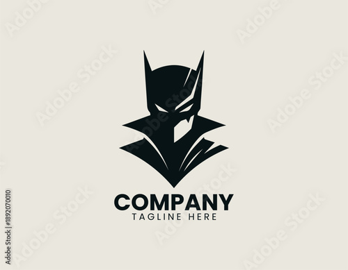 Masked Villain Black Vector Logo Illustration
