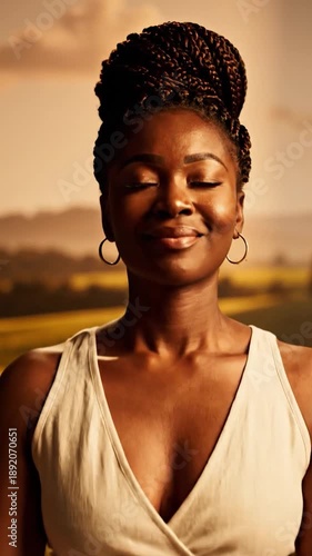 Wallpaper Mural Woman meditating outdoors at sunset, serene, peaceful, natural setting Torontodigital.ca